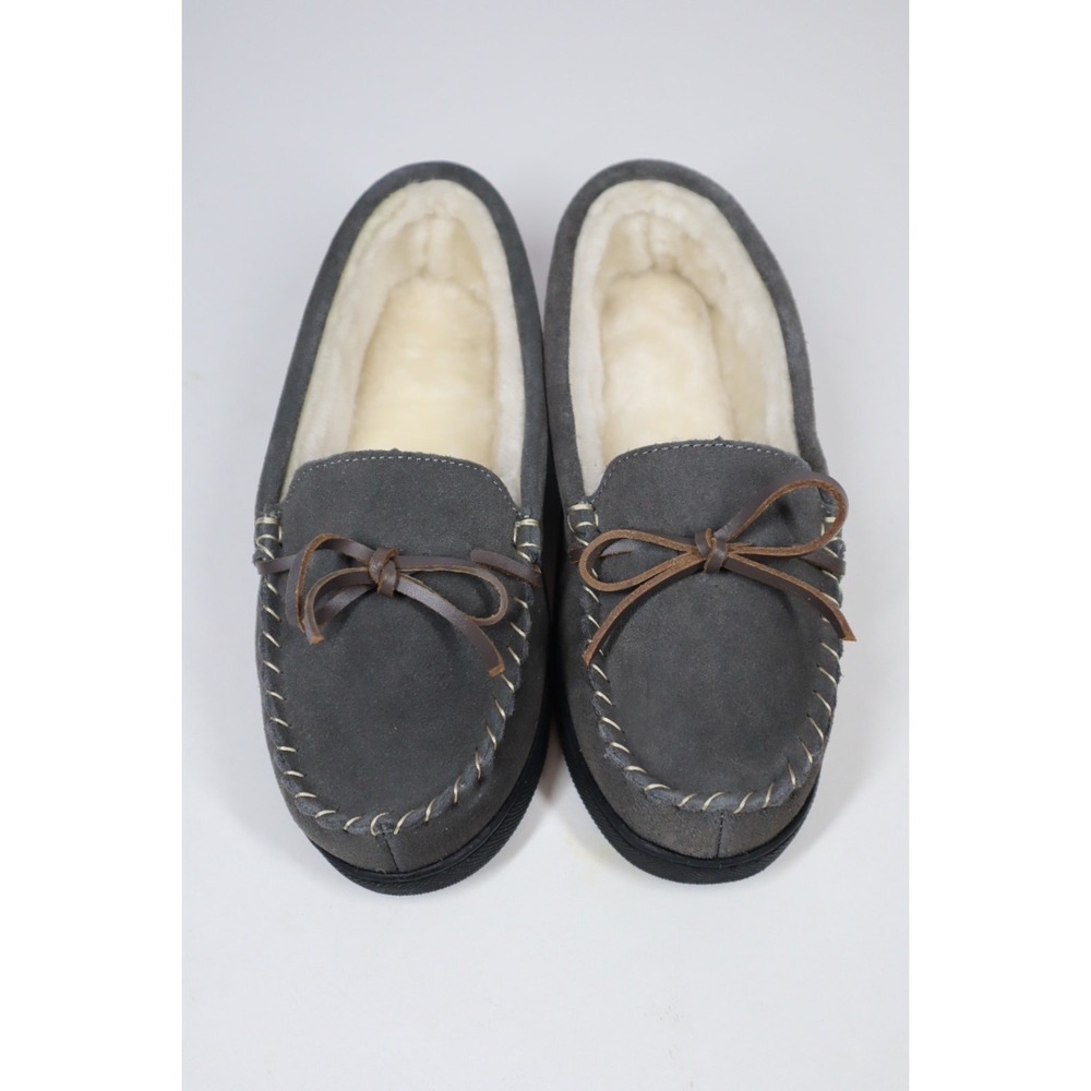 Isotoner Signature Women's Genuine Suede Moccasin Slippers - Ash - Size 6.5-7